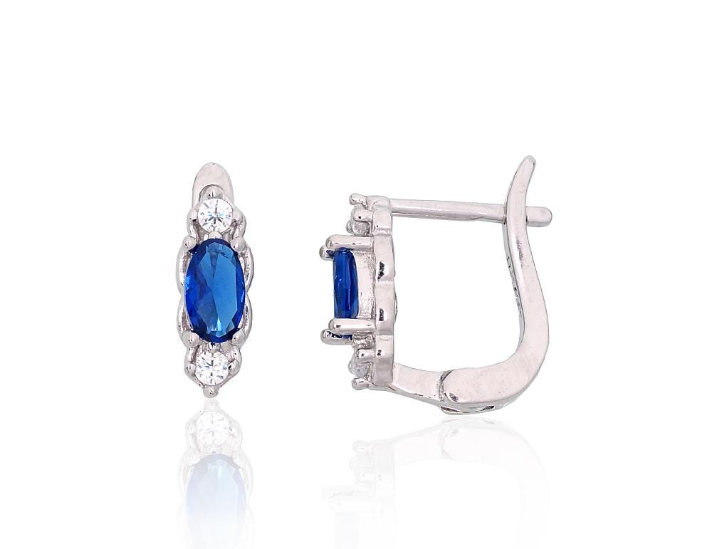 Silver earrings with &#39;english&#39; lock A2204112PRhGrCZCZB Silver 925° Rhodium Plating Zirkons  &quot;English&quot; lock