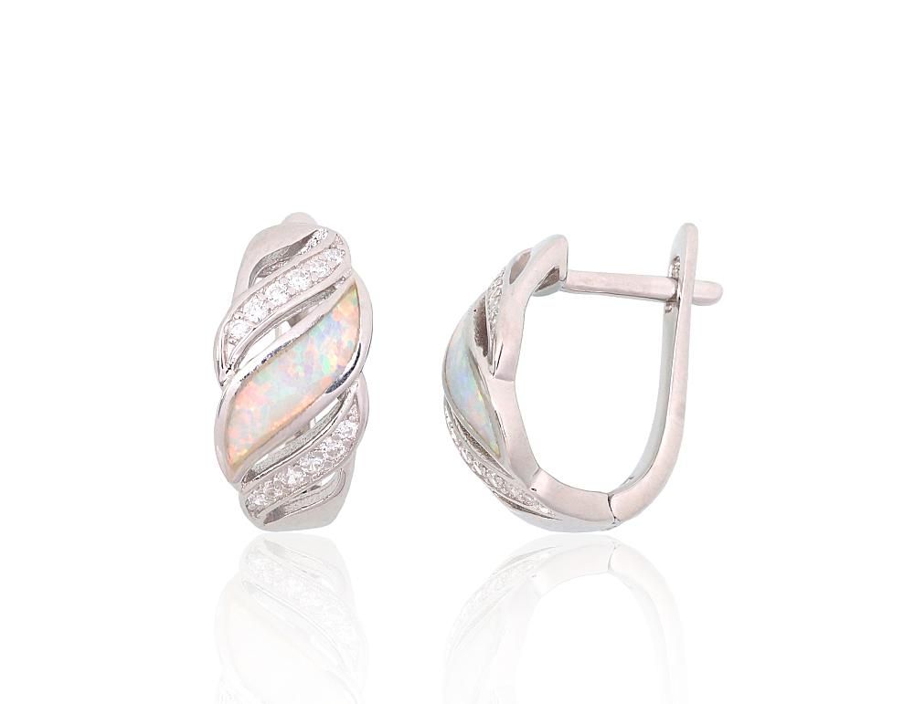 Silver stud earrings A2204146PRhGrCZOPW Silver 925° Rhodium Plating Zirkons  Opalit  stud