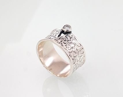 Silver ring A2101403POxBkCZ Silver 925° oxide Plating Zirkons  Women