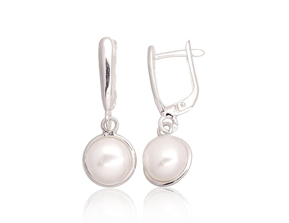Silver earrings with &#39;english&#39; lock A2203551PE Silver 925° Freshwater Pearl  &quot;English&quot; lock