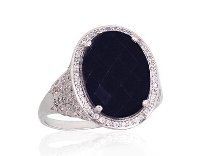 Silver ring A2100829PRhGrCZON Silver 925° Rhodium Plating Zirkons  Onix  "Orio"  collection