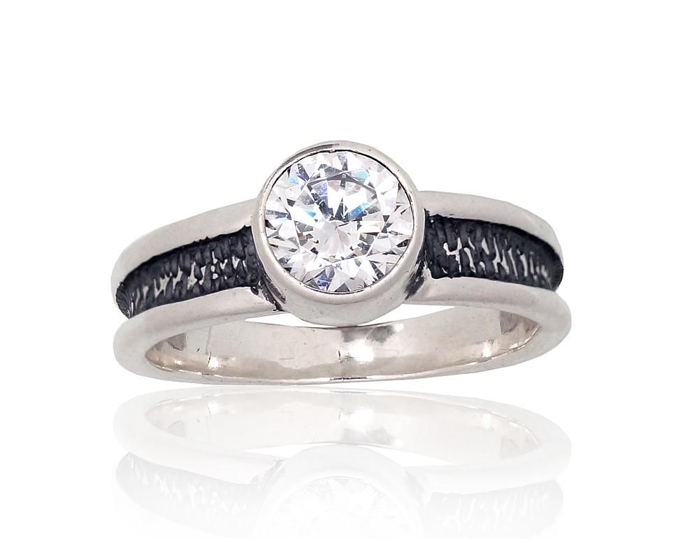 Silver ring A2101825POxBkCZ Silver 925° oxide Plating Zirkons  Women