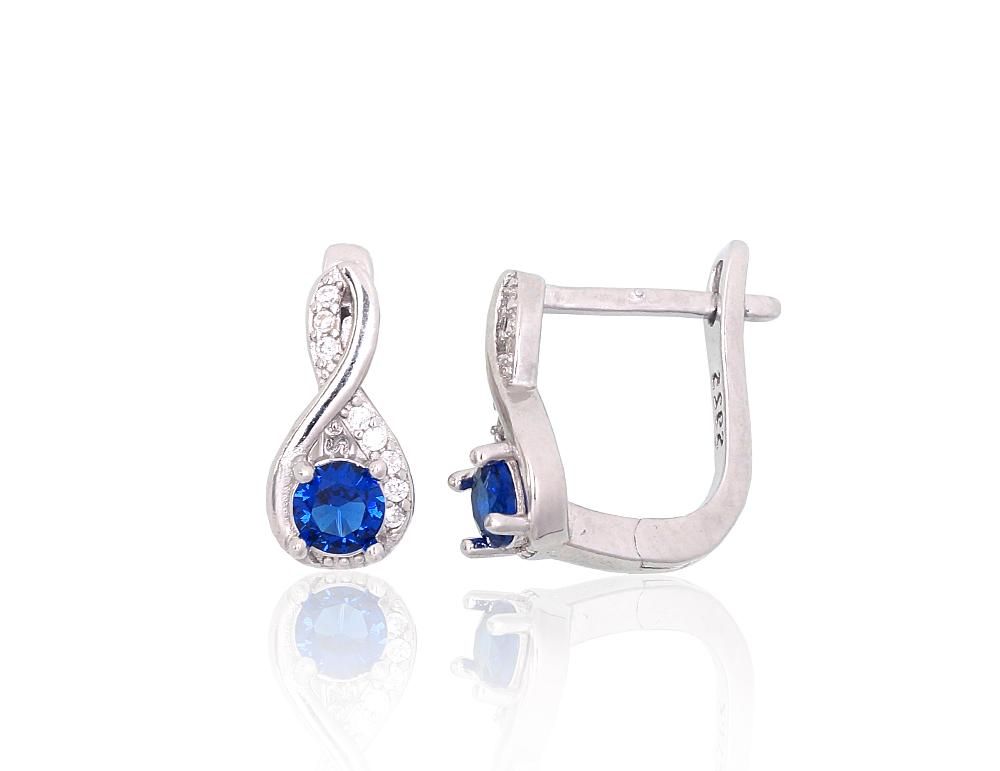 Silver earrings with 'english' lock A2204106PRhGrCZCZB Silver 925° Rhodium Plating Zirkons  "English" lock
