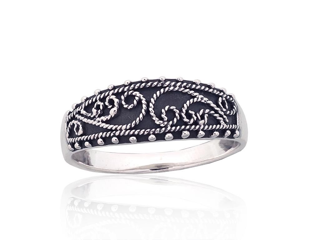 Silver ring A2101872POxBk Silver 925° oxide Plating Women