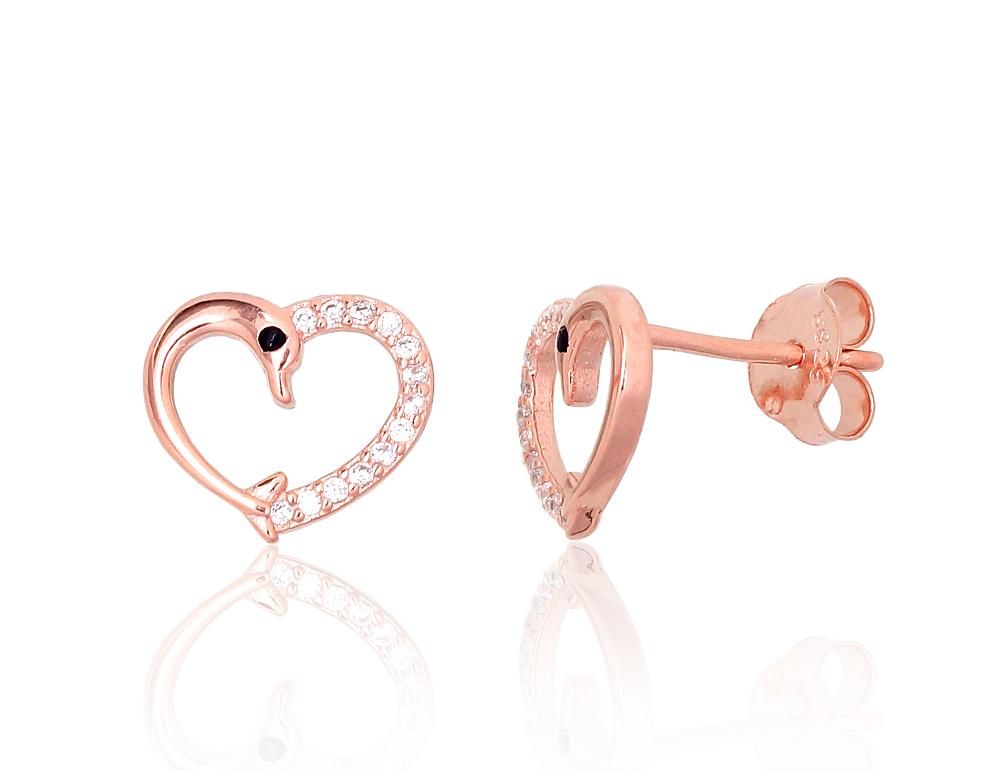 Silver stud earrings A2204135PAuRCZCZBK Silver 925° red gold Plating Zirkons  stud