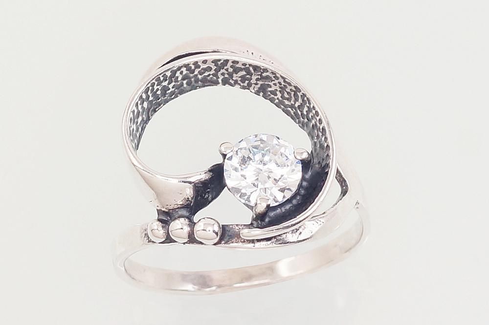 Silver ring A2101566POxBkCZ Silver 925° oxide Plating Zirkons  Women