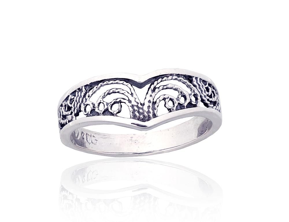 Silver ring A2101875POxBk Silver 925° oxide Plating Women