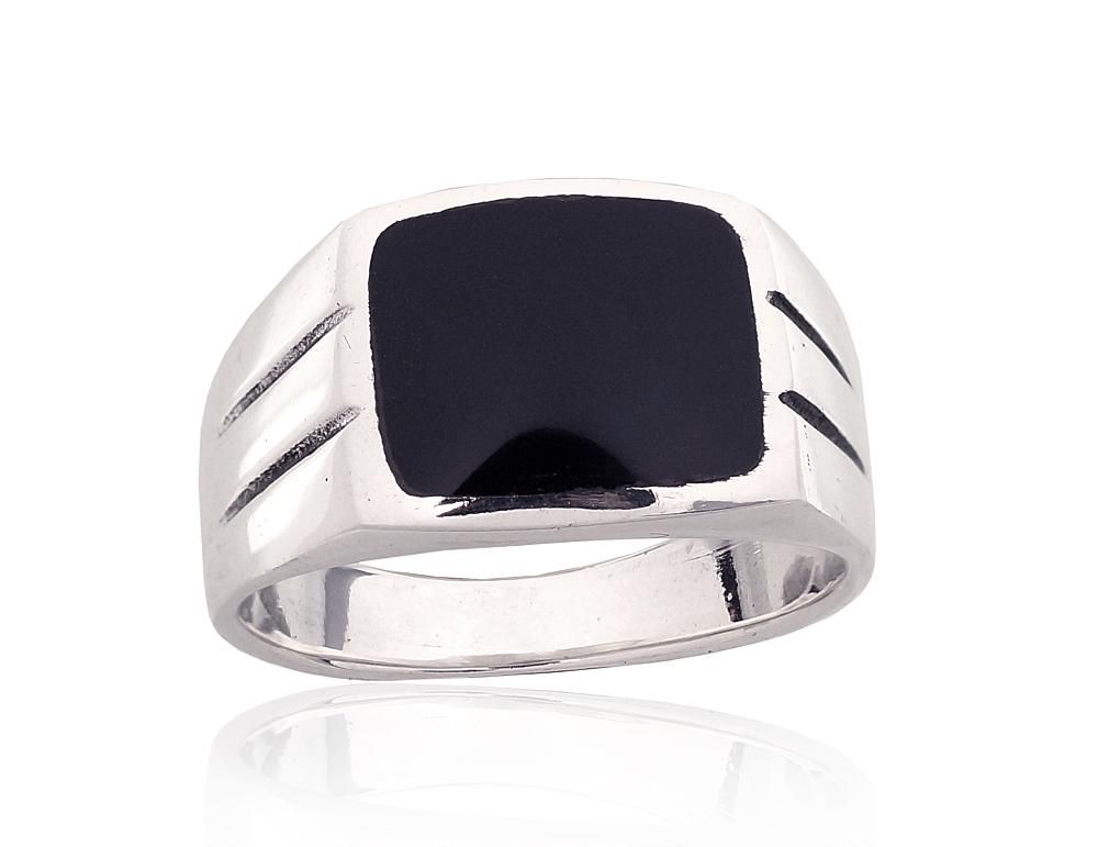 Silver ring A2101860POxBkON Silver 925° oxide Plating Onix  For man