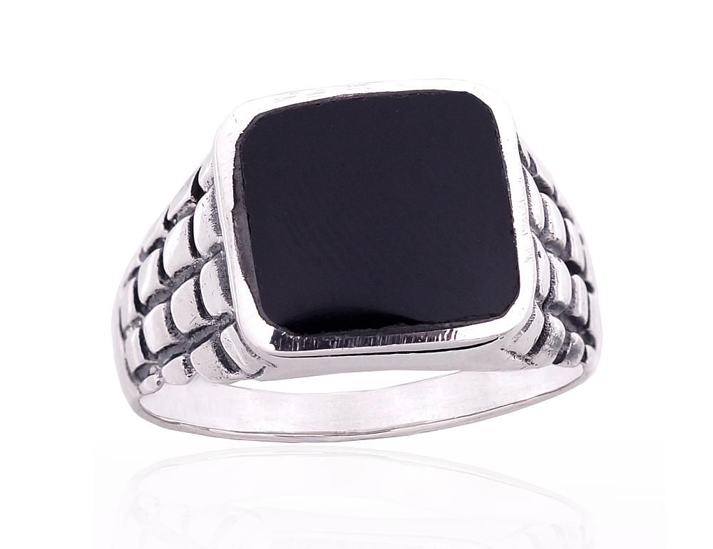 Silver ring A2101862POxBkON Silver 925° oxide Plating Onix  For man