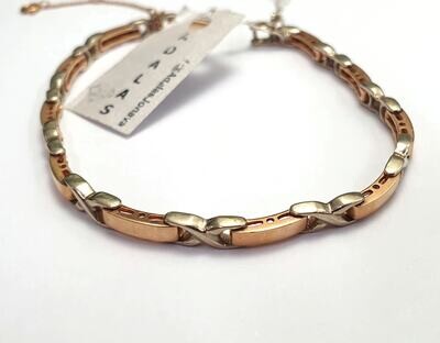 Gold bracelet, white and red gold, 18 cm long