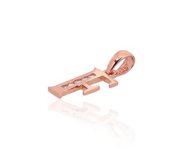 Buchstabenanhänger, für Damen, mit Öse, Zirkonia, Metall Gold, 585, Modell 1300750(Au-R)_CZ