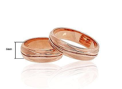 Gold Wedding Ring 6 mm wide with pattern. Various sizes. Model A1100545AuR