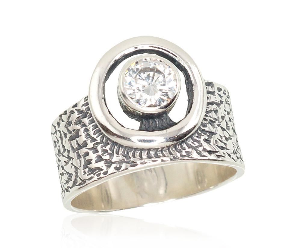 Silver ring, A2101208POxBkCZ
