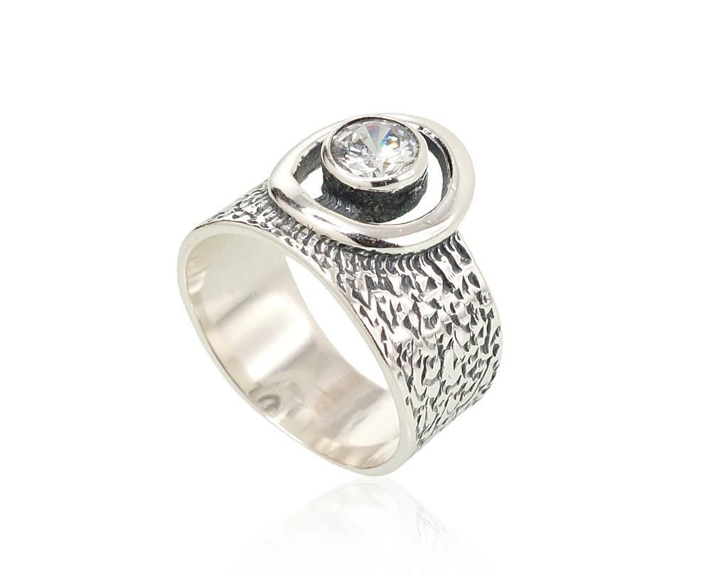 Silver ring, A2101208POxBkCZ