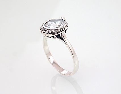 Silver ring, A2101409POxBkCZ