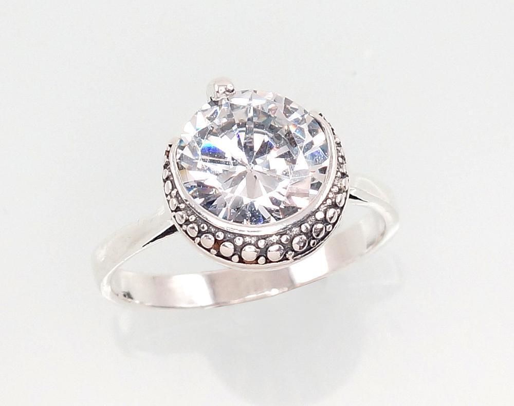 Silver ring, A2101409POxBkCZ