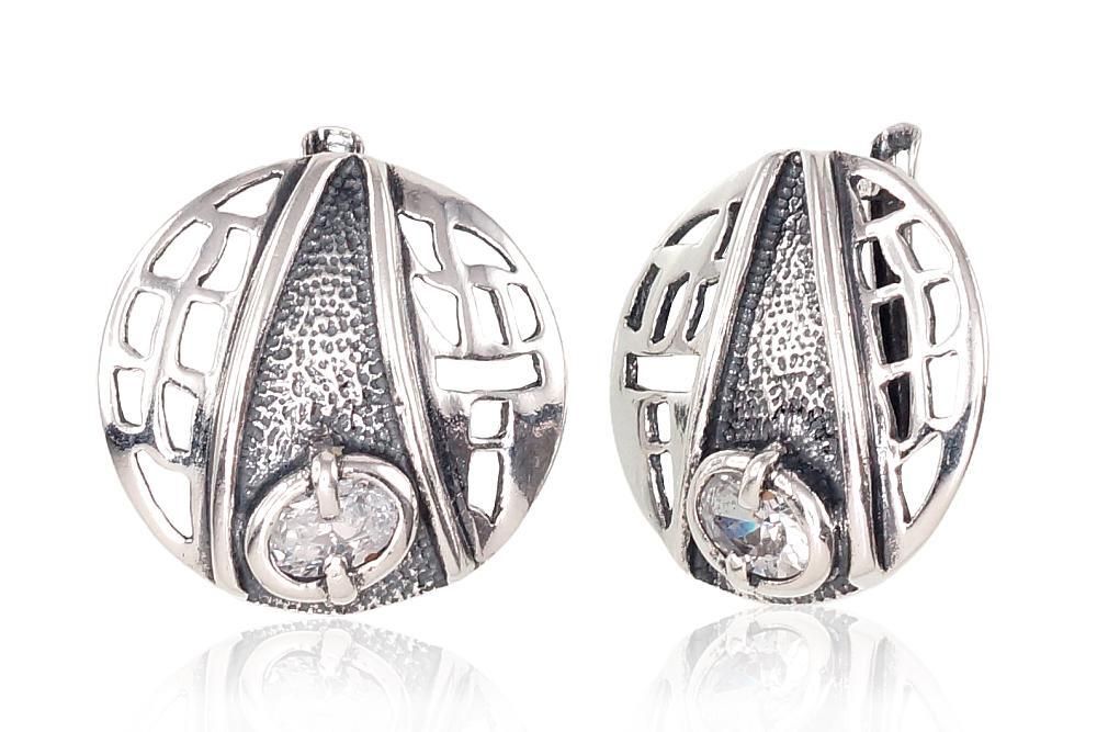 Silver Earrings, A2202317POxBkCZ