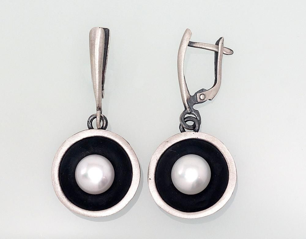 Silver Earrings, A2202832MattPOxMattBkPE