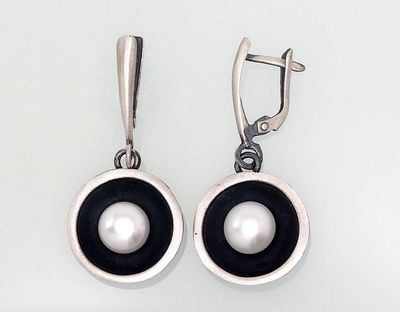 Silver Earrings, A2202832MattPOxMattBkPE