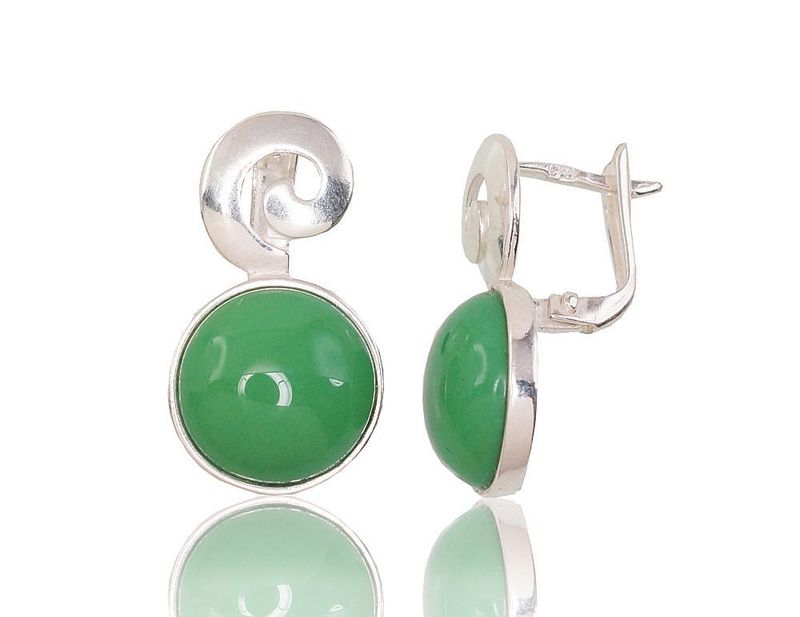 Green silver earrings, A2202853PCLG