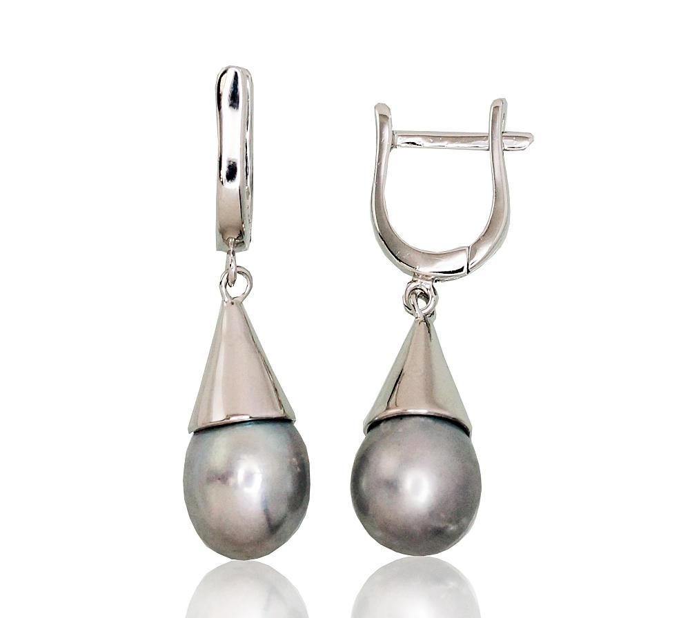 Silver Earrings with English Clasp A2202925PRhGrPEGR