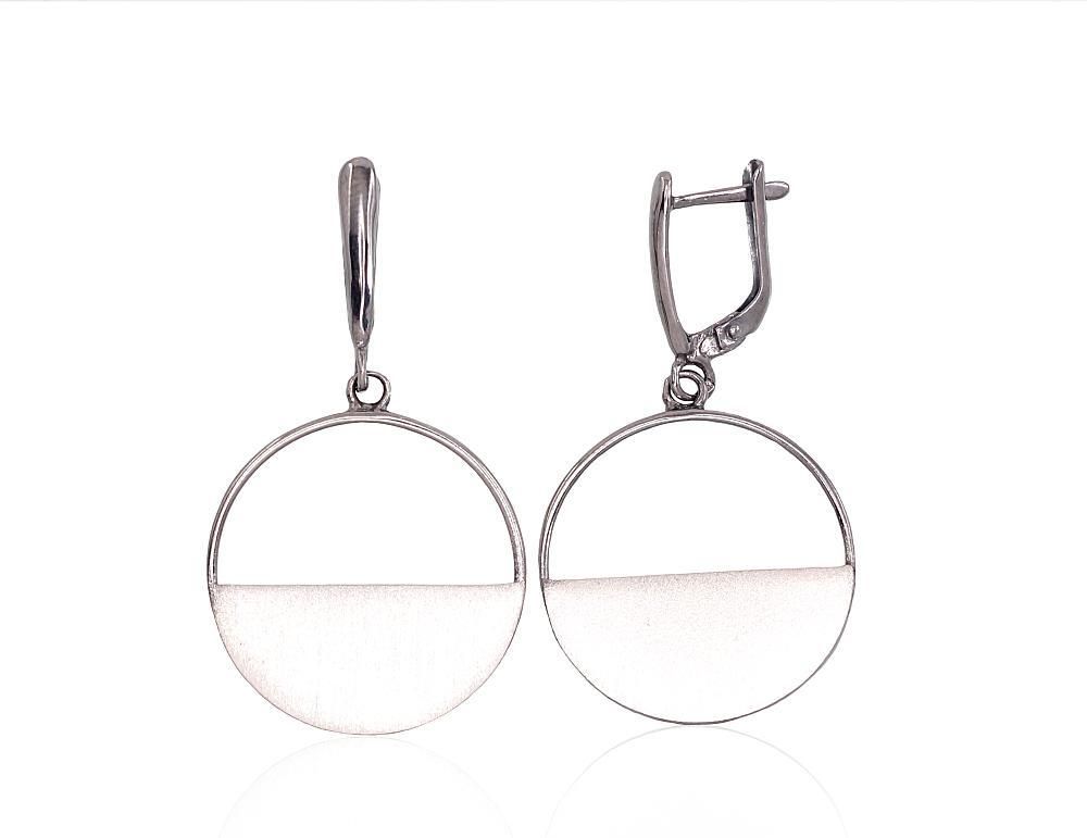 Silver earrings, A2203198PRhBkPRhMattGr