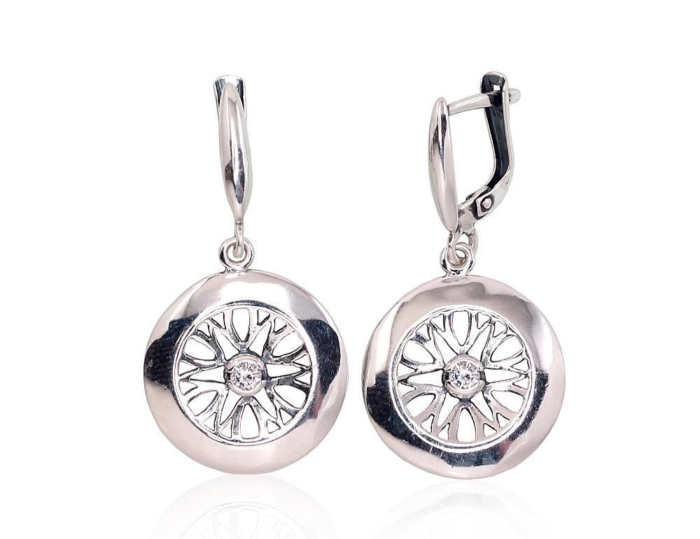 Silver Earrings, A2203232POxBkCZ