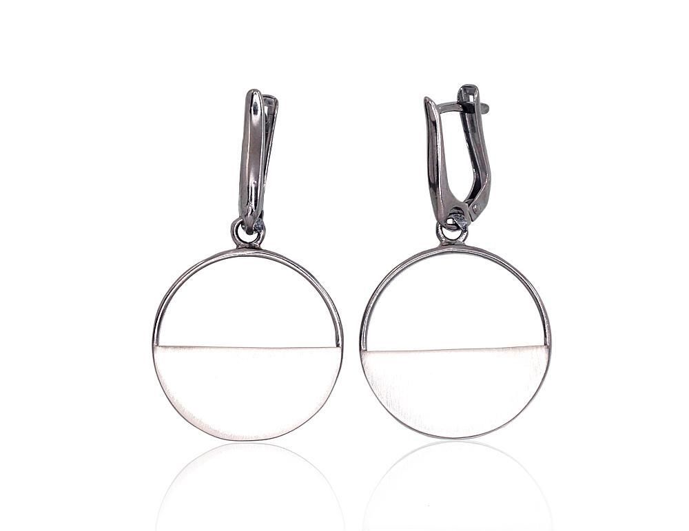 Silver earrings, A2203290PRhBkPRhMattGr