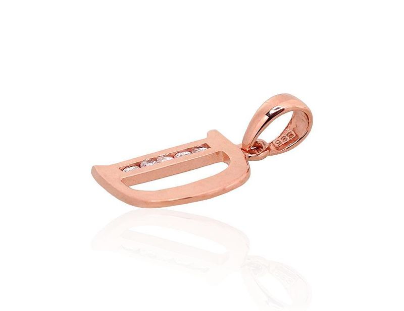 Gold pendant, Letter D with zirconia
