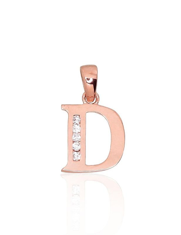 Gold pendant, Letter D with zirconia