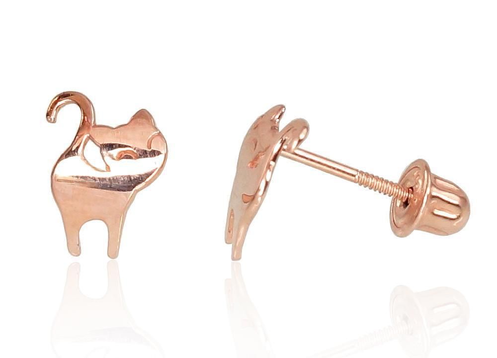 Cat Gold earrings are studded with a screw