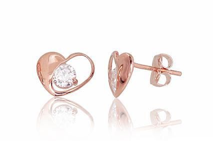 Gold Heart Shaped Earrings, A1200256AuRCZ
