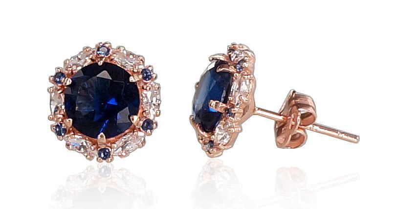 Blue Mesh Gold Earrings Model 1200602AB