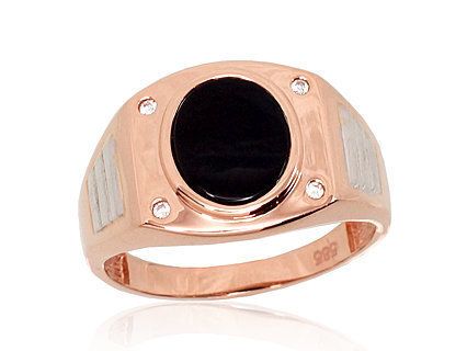 Gold men's ring with onyx, model A1100578A