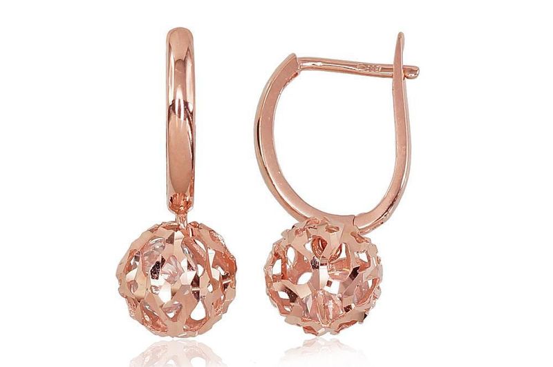 Gold Earrings Openwork Bubbles A1200431AuRCZ Gold Earrings Openwork Bubbles A1200431AuRCZ