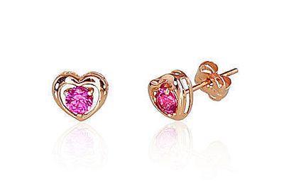 Gold Earrings For Kids Heart A1200480AuRCZRO