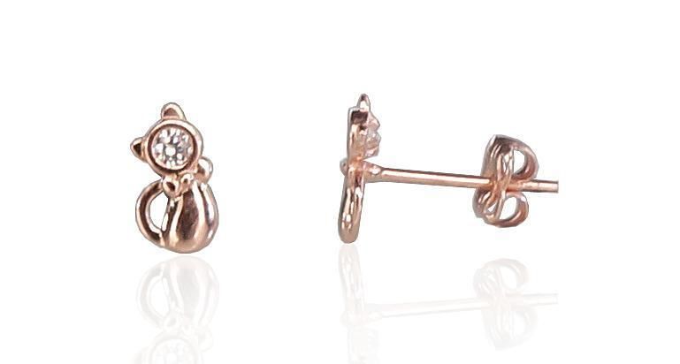 Gold Cat Earrings A1200620AuRCZ