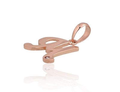 Buchstabenanhänger, für Damen, mit Öse, Zirkonia, Metall Gold, 585, Modell 1300920(Au-R)_CZ