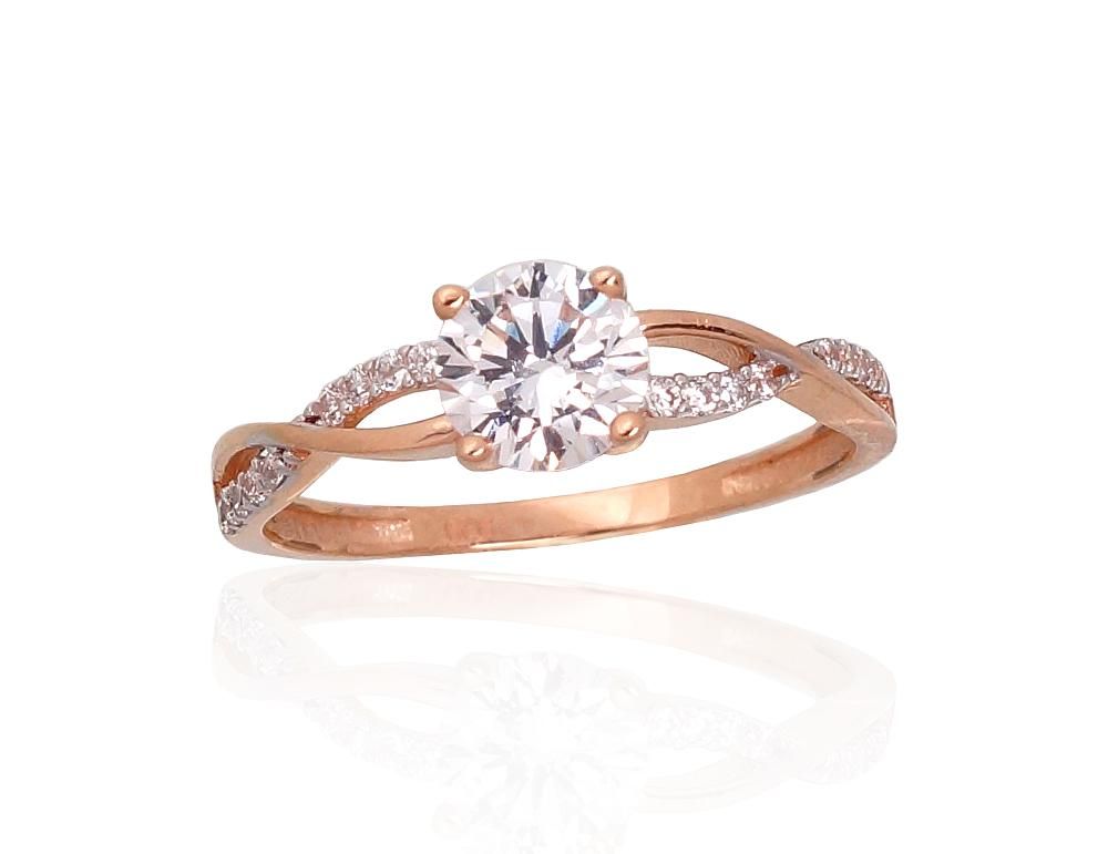 Gold Engagement Ring A1100911AuRPRhWCZ