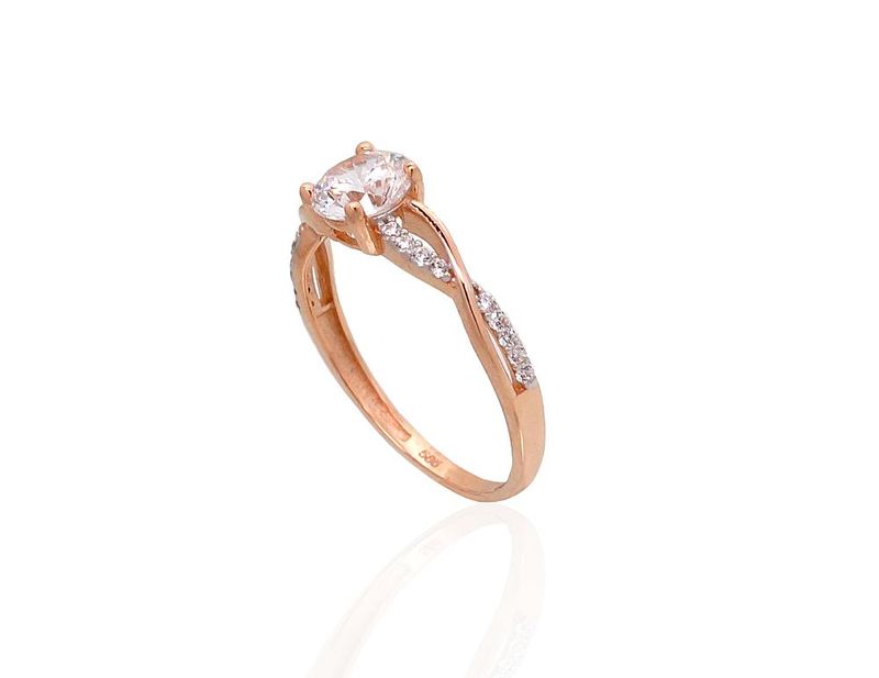 Gold Engagement Ring A1100911AuRPRhWCZ