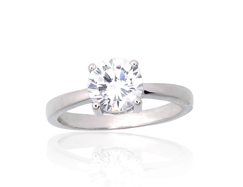 For Engagement Silver Ring A2101547PRhGrCZ