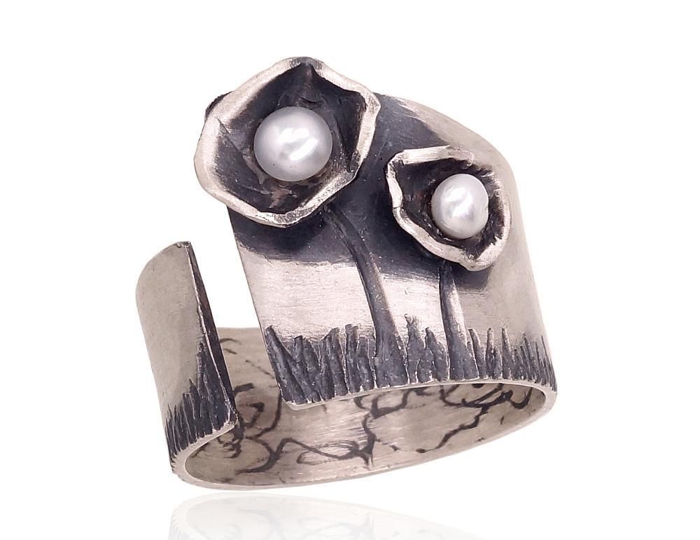 Silver ring for women A2101709MattPOxMattBkPE