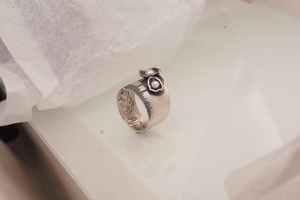 Silver ring for women A2101709MattPOxMattBkPE