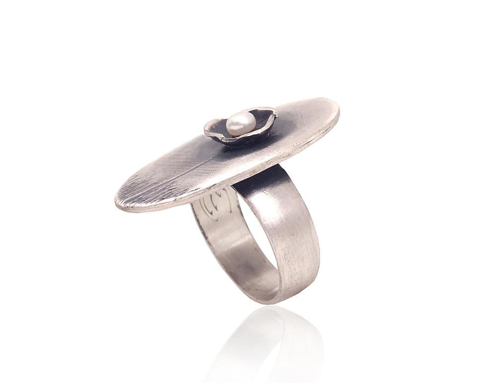 Silver ring for women A2101730MattPOxMattBkPE