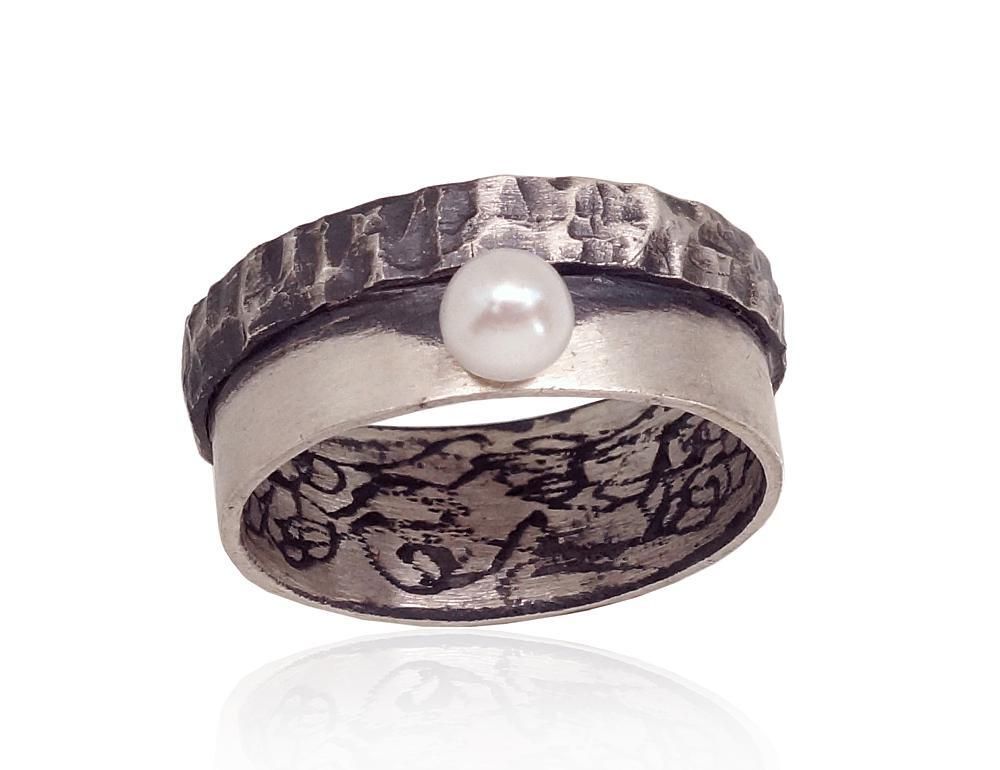 Silver ring for women A2101739MattPOxMattBkPE