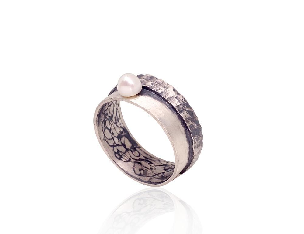 Silver ring for women A2101739MattPOxMattBkPE