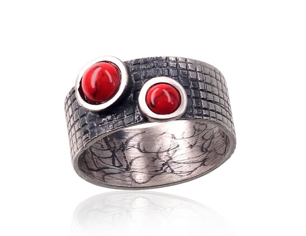 Silver ring for women A2101740MattPOxMattBkCOX