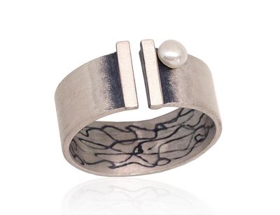 Silver ring for women A2101741MattPOxMattBkPE
