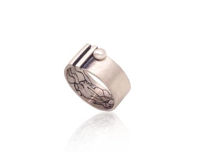 Silver ring for women A2101741MattPOxMattBkPE