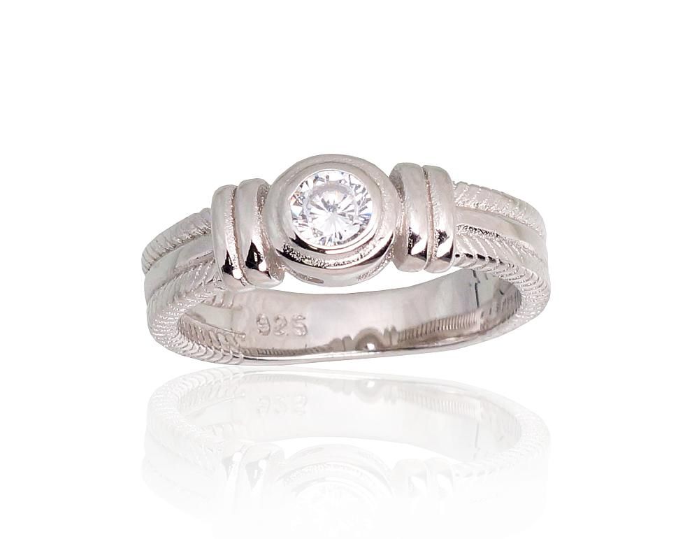 For Engagement Silver Ring A2101796PRhGrCZ